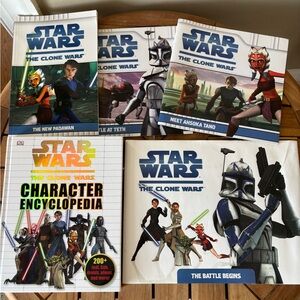 Lot of 5 Star Wars The Clone Wars Kids Book Paper & Hardcover
